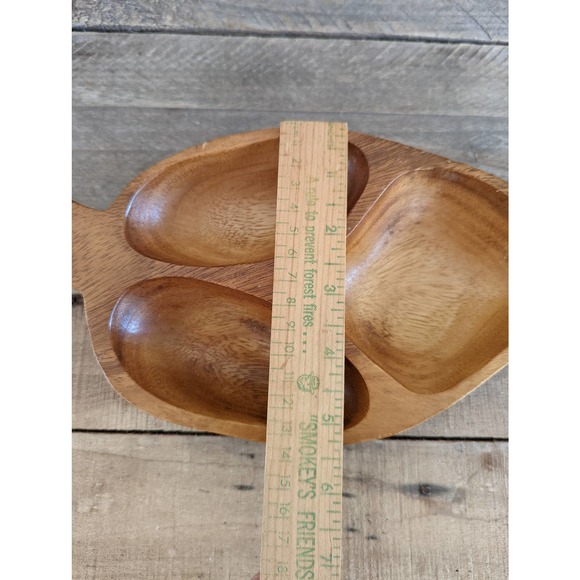 Vintage Monkey Pod Leaf Shaped Three Section Dish / Boho decor - Picture 10 of 10